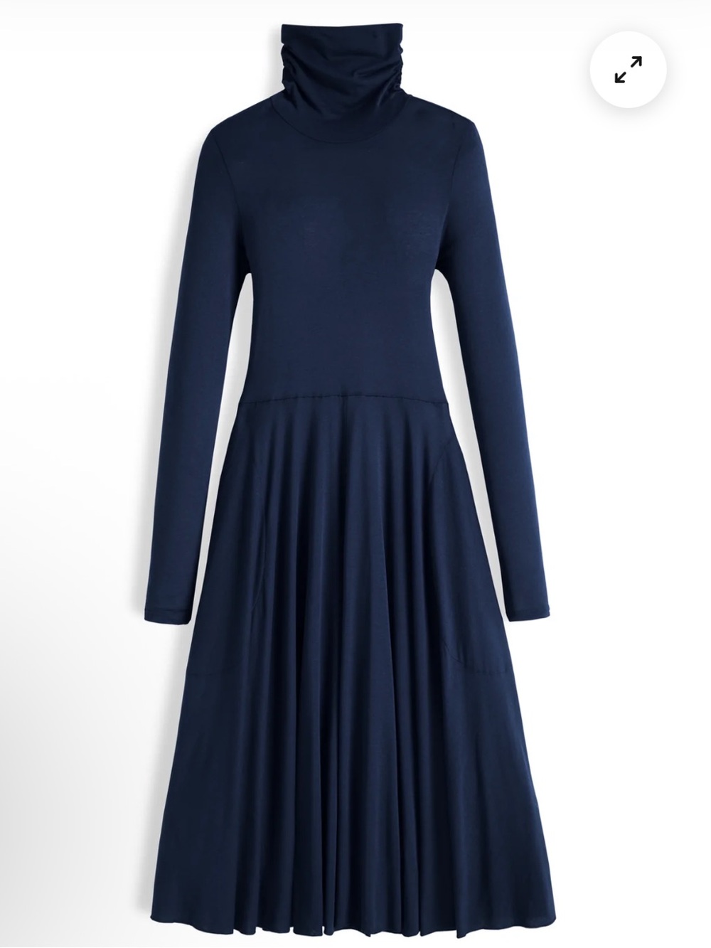 PERUVIAN CONNECTION COTTON LONG SLEEVE TURTLE NECK POCKETS MIDI DRESS